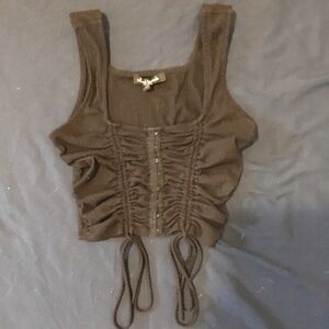 Black corset top with tie detail